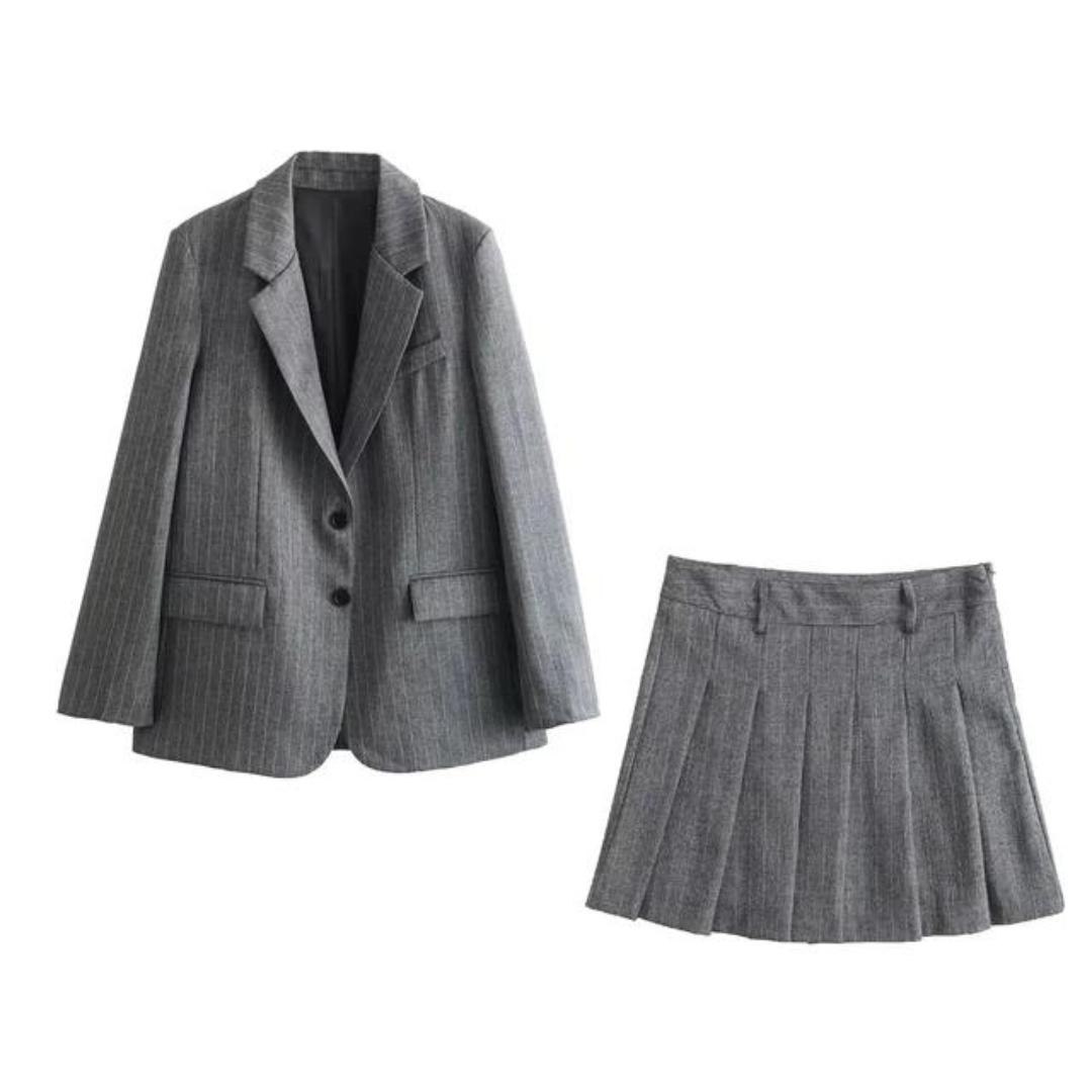 Madah Pinstripe Skirt - Set