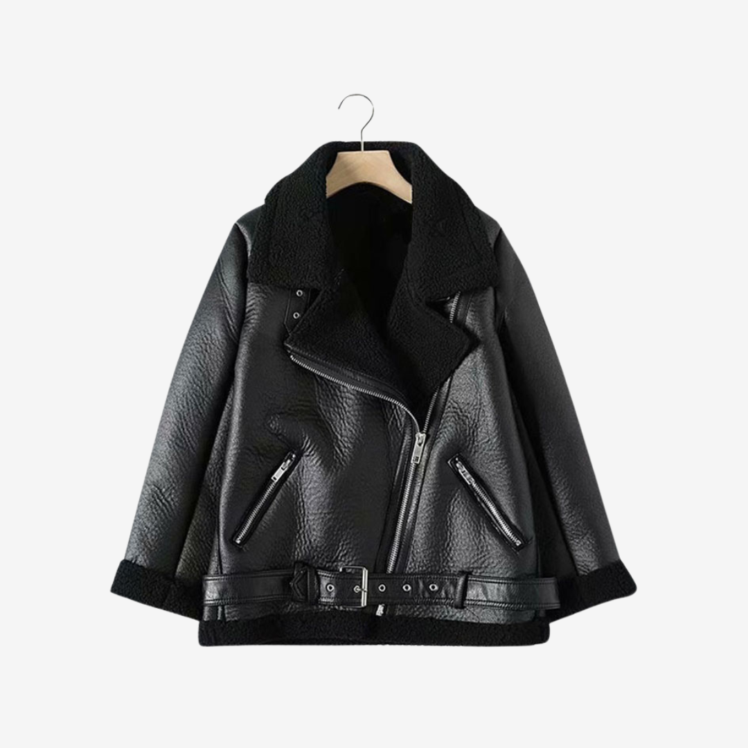 Oversized Faux Leather Lined Jacket