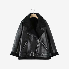 Oversized Faux Leather Lined Jacket