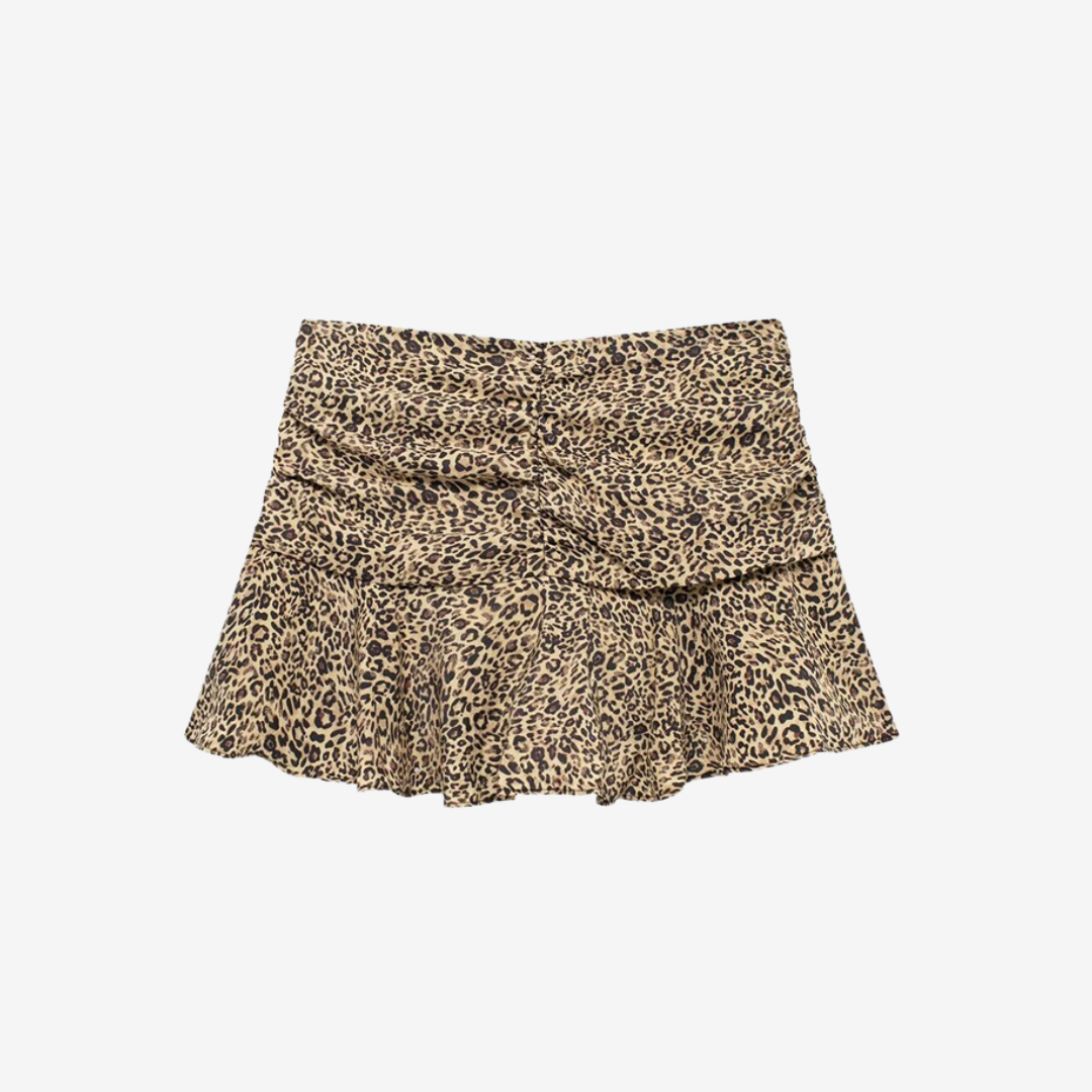 Animal Print Flared Mini Skirt