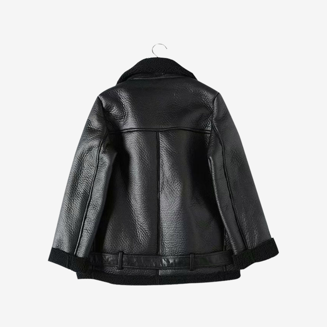 Oversized Faux Leather Lined Jacket