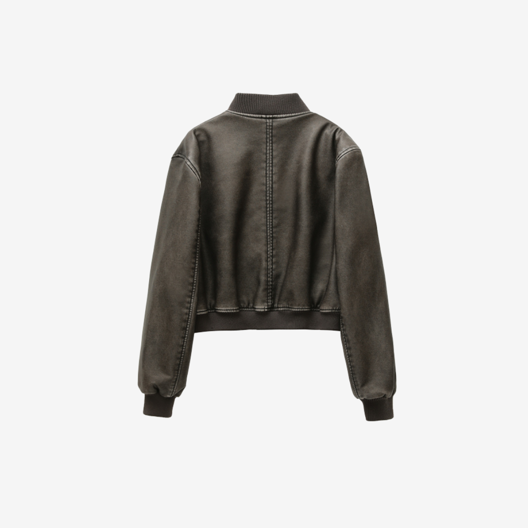 Natalia Faux Leather Bomber Jacket