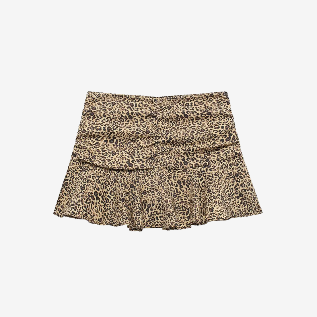 Animal Print Flared Mini Skirt