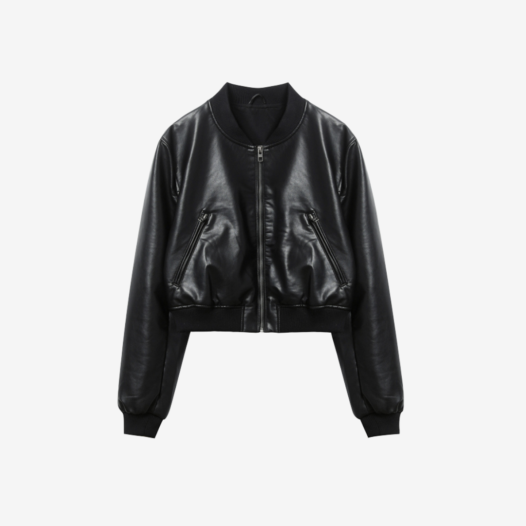 Natalia Faux Leather Bomber Jacket