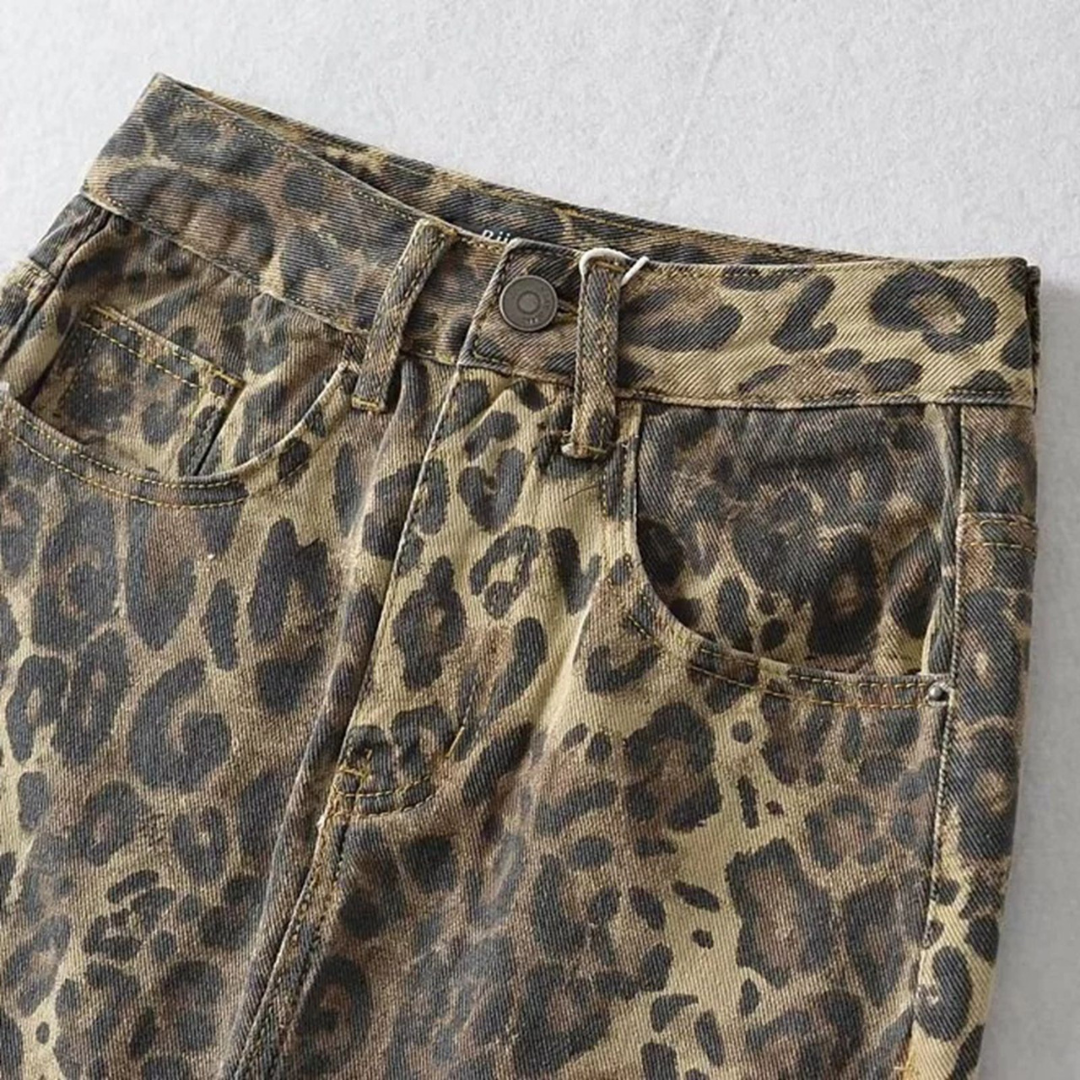 Animal Print Flared Mini Skirt